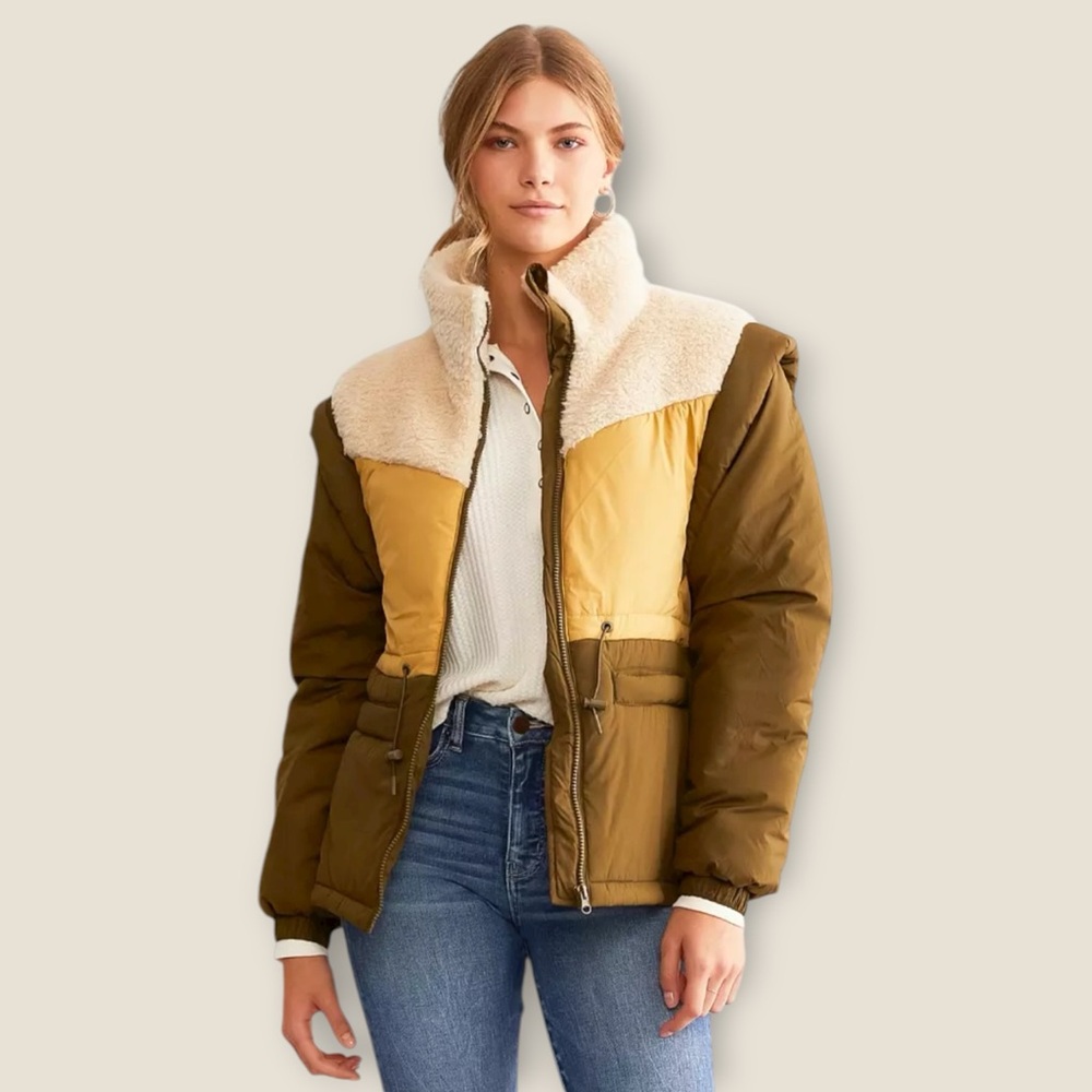 NWT Steve Madden Hana Pieced Sherpa Convertible Coat Jacket Vest Winter Warm